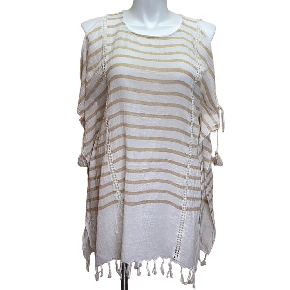 Charlie Paige Striped Cotton Cover Up One Size